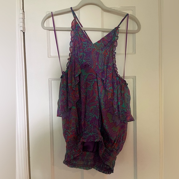 Ramy Brook Womens Floral Print Julieta Blouse in Boysenberry - Picture 3 of 4